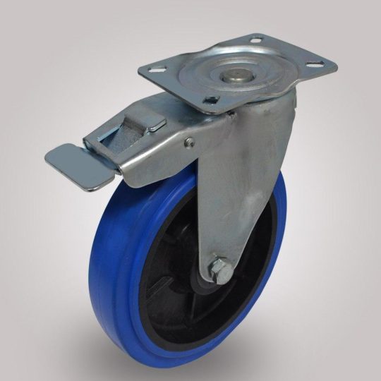 RUEDA INNOVACION CON SOPORTE Y FRENO GIRATORIA AZUL GP